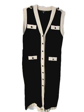 FORE Womens Dress Size Medium Black Tan Sleeveless Knit Button Front Golf READ